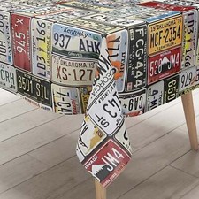Wachstuch Tischdecke K-BE4211 Nummernschilder USA Loft eckig rund oval