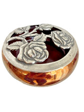 Potpourri Porzellan + Zinn. Deckel-Dose, Rosen