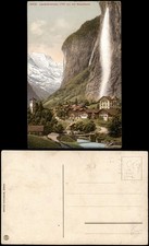 Lauterbrunnen Panorama-Ansicht mit Staubbach, Wasserfall Waterfall 1910