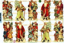 # GLANZBILDER # EF 7313, 10 Weihnachtsmänner, sehr schöne alte Motive #P  #