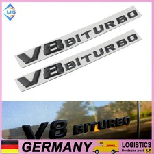 2x Schwarz V8 BITURBO 3D Schriftzug Kofferraum, Seite Emblem Für Mercedes Benz