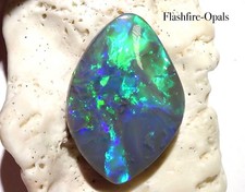 17,4 ct. GEM SOLID S-BLACK OPAL  BRILLIANT GRÜN-BLAU  VIDEO  FLASHFIRE-OPALS