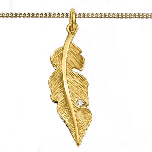 Feder anhänger echt gold 333 - anhänger,