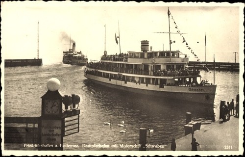 Motorschiff schwaben auf - ak,