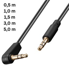 0,5m 1m 1,5m 3m 5m Winkel Klinke 3,5mm Stereo Stecker 3,5 mm 90° AUX Kabel Gold