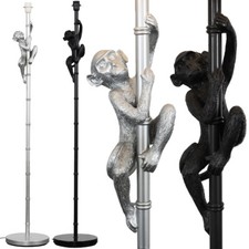 Metall Stehlampe Hänge Affe silber schwarz Licht 142cm Sockel Tier Beleuchtung