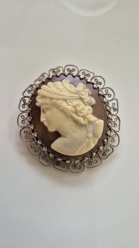 Brosche silber kamee - brosche,