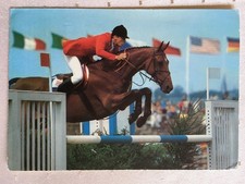 AK Postkarte Pferde, Krüger color, Springreiten