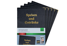 SIGEL SM100/5 Speisekarten-Mappen für A4, Menükarte, 5er Pack mit Gummi | B-Ware