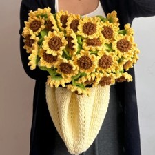 Blumenstrauß Decke Handgestrickt Sonnenblumen Bouquet Häkeldecke Weihnachtsgesch