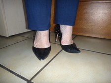 schwarze Echtleder High Heels