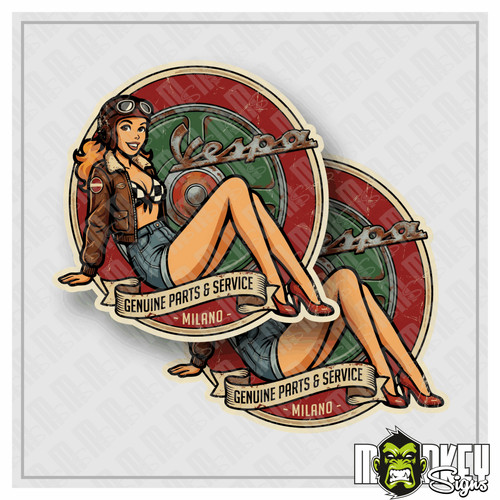Vespa pinup vintage sticker - vespa,
