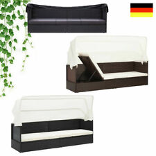 Gartenliege PolyRattan Gartenmöbel mit Dach Sonnenliege Garten Sofa Bett Liege