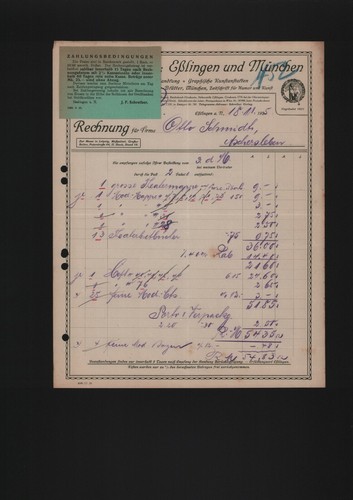 Esslingen rechnung 1925 j - rechnung,
