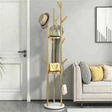 Marmor Sockel Kleiderständer 9 Haken Gold Garderobenständer Modern 172 cm Stabil