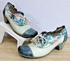 ? REMONTE ?modische Schnür Pumps / Trotteur 41 Vintage blau bunt Leder ?