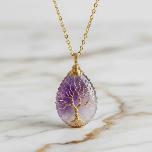 Amethyst halskette edelstein - halskette,