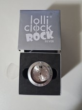 Lolli Clock Rock Silber - Schreibtischuhr 4,5 cm Top