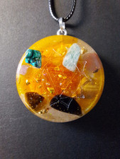 Orgonit Anhänger Orgon Solar Plexus Manipura Chakra Citrin Amethyst Tigerauge 