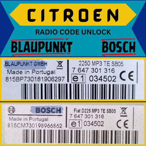 Radio code entriegelung für - code,