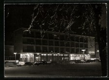 Ansichtskarte Reutlingen, Parkhotel Friedrich List bei Nacht im Winter 1962 