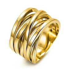 Stylischer Statement Design Ring  in den Farben Silber Gold oder Schwarz