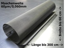 Edelstahlgewebe für Trommelfilter Bogensieb usw 0,060mm 60µm // bis zu 300x60cm