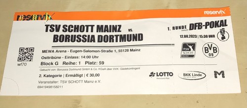 Sammlerticket schott mainz - schott,