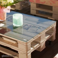 Europalette Tischplatte Glasscheibe GRAU Palettenmöbel Glasplatte Glastisch ESG 