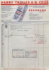 Celle, Histor. Rechnung der Harry Trüller A.G., Zwieback-, Waffel-Fabrik, 1939