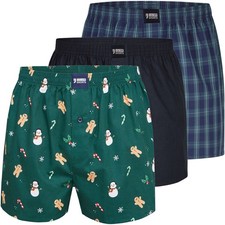 HAPPY SHORTS 3er Pack Herren Boxershorts Baumwolle Webboxer Weihnachten