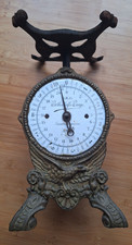 alte Küchen Waage um 1900 Höhe ca 30 cm Metall mit Emaille