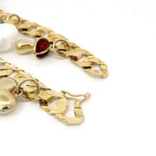 Bettelarmband mit 7 Anhängern, Goldarmband mit Anhängern, Gelbgold 585 14 KT