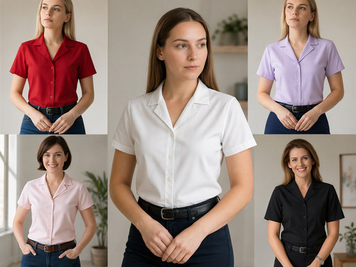 Damen arbeitsbluse button - damen, down