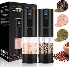 Salz und Pfeffermühlen Elektrisch 2er Set Einstellbare Rauheit, 120ml, aufladbar