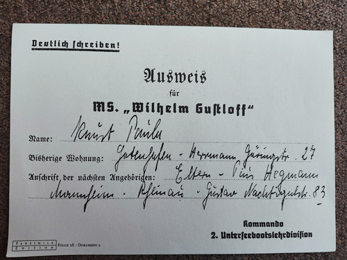 Ausweis für wilhelm - für, "wilhelm