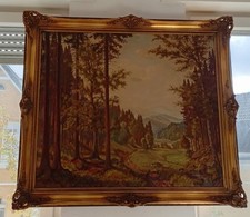 Großes Ölgemälde auf Holz, gerahmt und signiert, Jahr 1948