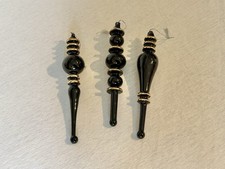 3er Set Hängedekoration Schwarz/Gold Glas Zapfen Fensterdeko