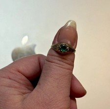 585 Gelbgold Ring m.grün Edelstein Smaragd 0,25 4-5mm rund gr. 56-57 17,8-18 /3g