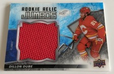 NHL Card-Dillon Dube-Rookie Relic Jumbos xxx/199-UD Ice 2018-19-Calgary