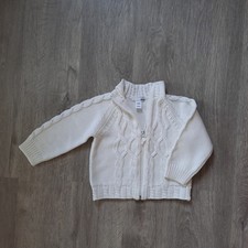 H&M Strickjacke Flechtmuster Gr 98 Weiss