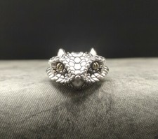 B32 Ring Schlangenkopf Python Riesenschlange Sterlingsilber 925 verstellbar 