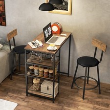 HOMCOM Bartisch mit Barhocker Set, Bartisch-Set mit Küchentisch, 2 Barstühlen