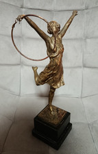 Art Déco Tänzerin mit Reifen um 1930 – bronzierte Figur auf Marmorsockel Depose