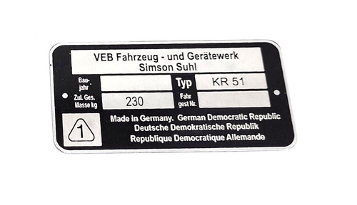 Rahmenplakette typenschild - rahmenplakette,
