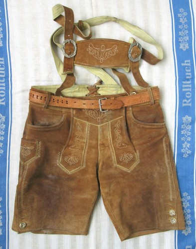 Bestickte braune lederhose - braune,