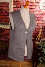 Vintage PETER HAHN Alpaka Strick Weste grau Luxus Wolle L 46