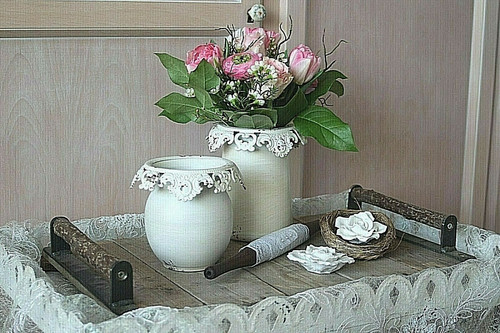 Vase chic antique - antique,, creme