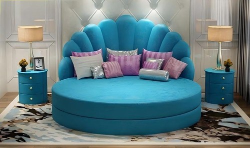 Blaues textilbett designer - blaues,