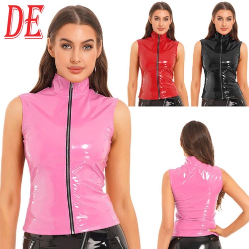 Damen oberteil lack leder - de,